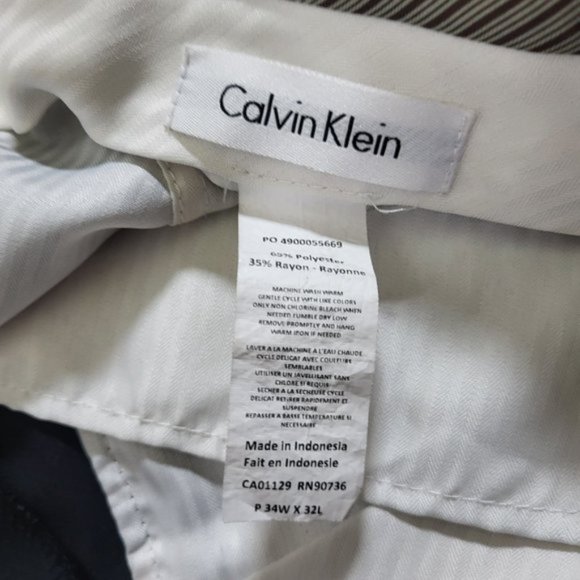 Calvin Klein Men’s Dress Pants 34x32 Black Straight Fit - Picture 8 of 16